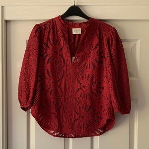 Wrap London Broderie anglaise blouse, with camisole, deep raspberry, worn once